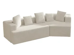 Sofá|KOMHTOM Cama acolchoada para adulto 180 x 1425 cm, sem cabeceira, com faixa LED (monocromática), base com suspensão hidráulica, bege. Branco