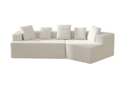Sofá|KOMHTOM Cama acolchoada para adulto 180 x 1425 cm, sem cabeceira, com faixa LED (monocromática), base com suspensão hidráulica, bege. Branco