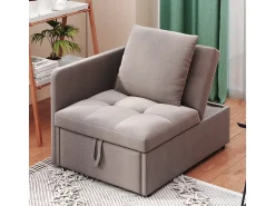 Hot Cama estofada, sofá-cama, sofá multifuncional 3 em 1 em linho, ajustável Cinzento