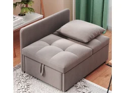 Hot Cama estofada, sofá-cama, sofá multifuncional 3 em 1 em linho, ajustável Cinzento