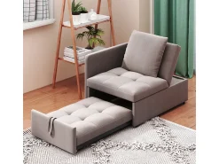 Hot Cama estofada, sofá-cama, sofá multifuncional 3 em 1 em linho, ajustável Cinzento