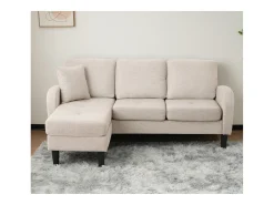 Sofá*ModernLuxe Canapé d'angle avec méridienne - 3 places - tissu en coton et lin - Beige Bege