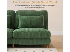 Sofá|DripeX Canapé de canto reversível em veludo cotelê - 2 lugares + méridienne - - 256 x 160 x 88 cm Verde