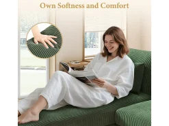 Sofá|DripeX Canapé de canto reversível em veludo cotelê - 2 lugares + méridienne - - 256 x 160 x 88 cm Verde