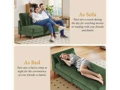 Sofá|DripeX Canapé de canto reversível em veludo cotelê - 2 lugares + méridienne - - 256 x 160 x 88 cm Verde