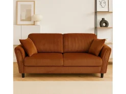 New Concept-Usine Canapé direito de 4 lugares em veludo cotelê LUCERNE - Confortável e elegante Terracota