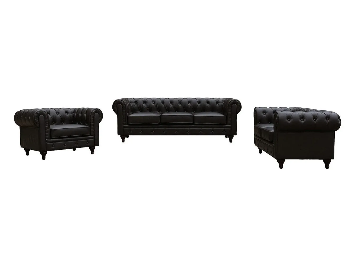 Sofá|Habitat et jardin Canapé fixo Chesterfield "Aliza" - 204 x 80 x 58 cm - 3 lugares - Marron Castanho