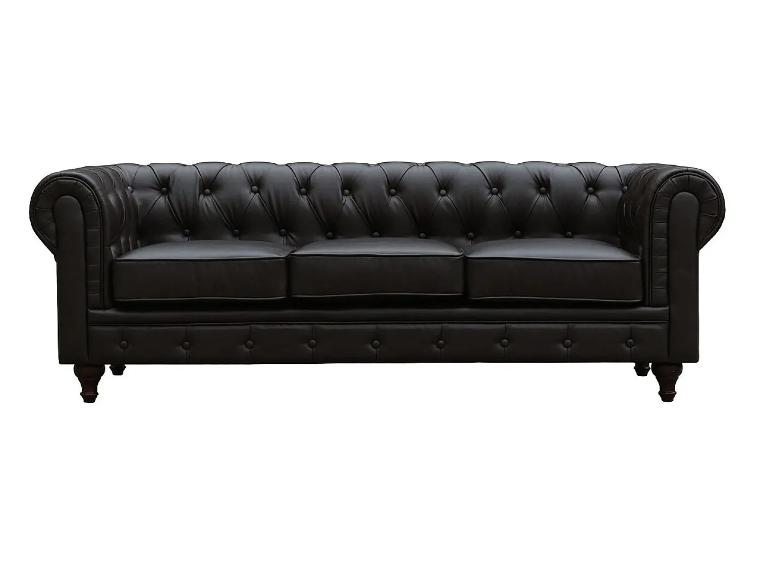 Sofá|Habitat et jardin Canapé fixo Chesterfield "Aliza" - 204 x 80 x 58 cm - 3 lugares - Marron Castanho