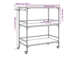 Móvel De Arrumação|vidaxl Carrinho cozinha 100,5x50x105 cm derivados madeira cinza sonoma Cinzento