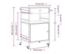 Móvel De Arrumação|vidaxl Carrinho cozinha 56x43x89,5 cm deriv. madeira carvalho castanho Natural claro