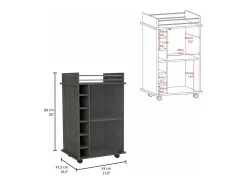 Móvel De Bar|TuHome Carrinho de bar Dukat com rodas e porta de vidro , 88.9 cm X 54.86 cm X 41.40 cm , Cinzento
