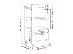 Sale vidaxl Carrinho de cozinha MONZA 48x40x88,5 cm madeira de pinho maciça Branco