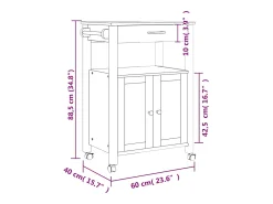 Móvel De Arrumação*vidaxl Carrinho de cozinha MONZA 60x40x88,5 cm madeira de pinho maciça Natural claro