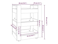 Móvel De Arrumação|vidaxl Carrinho de cozinha 60x45x80 cm derivados madeira cinza cimento Cinzento