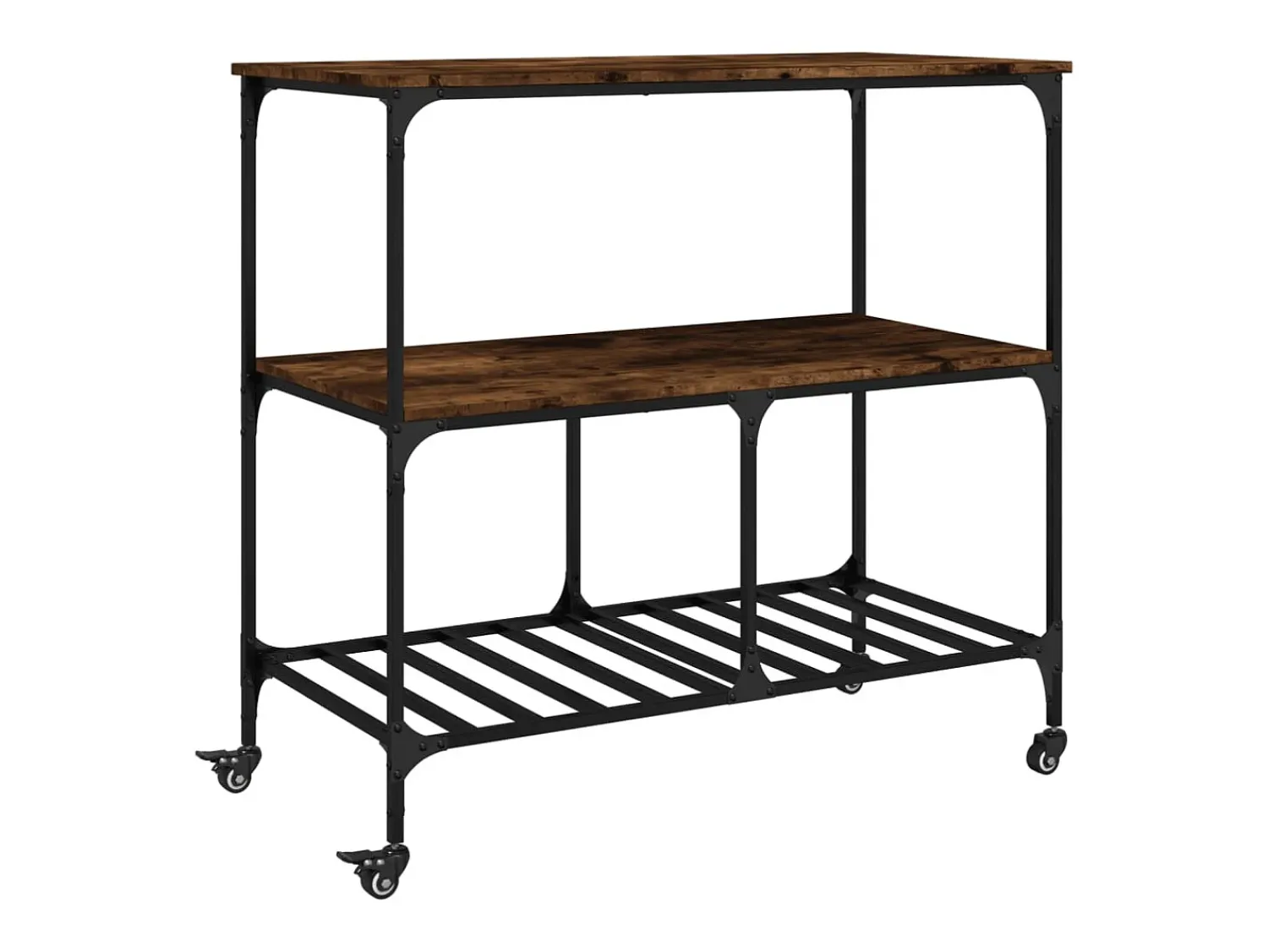 Móvel De Arrumação*vidaxl Carrinho de cozinha 100x50x95 cm deriv. madeira carvalho fumado Natural claro