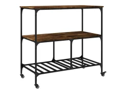 Móvel De Arrumação*vidaxl Carrinho de cozinha 100x50x95 cm deriv. madeira carvalho fumado Natural claro