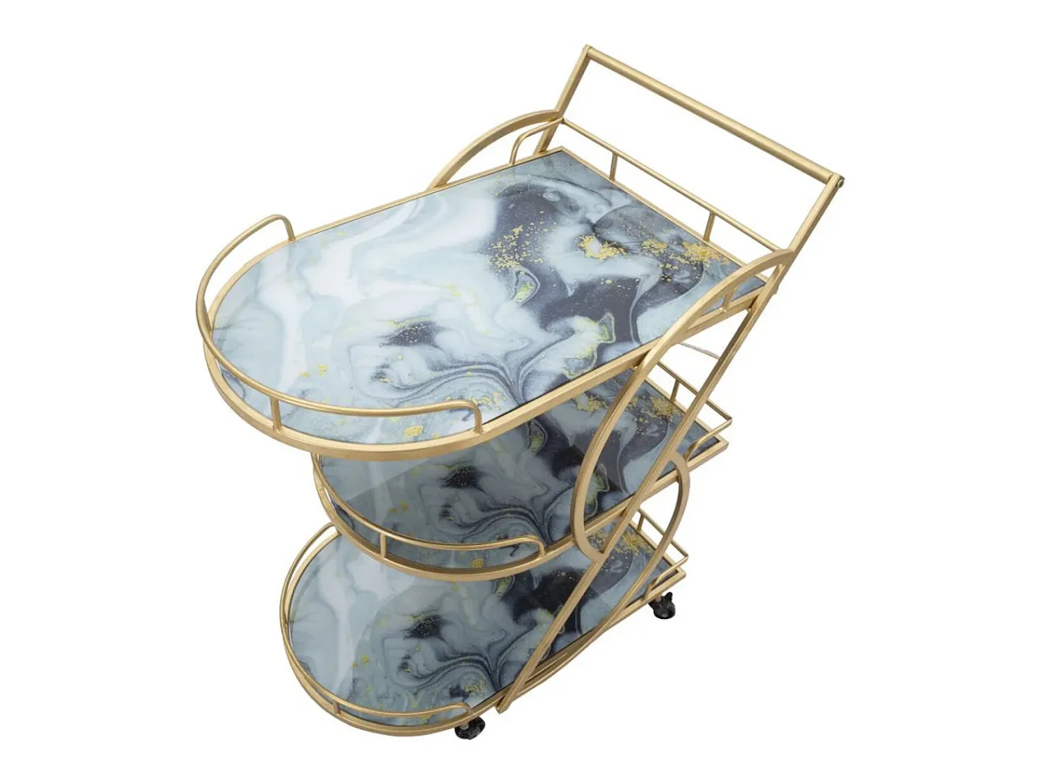 Móvel De Arrumação* Carrinho VKH2, Ouro, 71x45,5x84,5 cm, Kendra Home Dourado