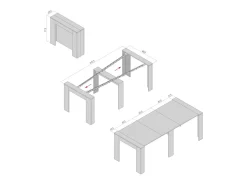 CLARA - Mesa consola fina antracite extensível de 25 cm a 2 metros - extensões integradas - até 8 pessoas - envio gratuito^ Consola