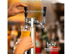 Sale Coluna de Cerveja SucceBuy, com Dois Torneiras, Inox e Fechamento Automático, para Festas e Bares Prateado