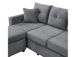 Sofá*ModernLuxe Combinação de sofá moderno 184x84.5x85.5cm - com apoio de pés removível e iluminação LED - com bolsos laterais - combinação livre - Cinza Cinzento