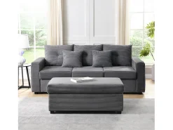 Sofá*ModernLuxe Combinação de sofá moderno 184x84.5x85.5cm - com apoio de pés removível e iluminação LED - com bolsos laterais - combinação livre - Cinza Cinzento