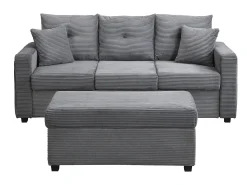 Sofá*ModernLuxe Combinação de sofá moderno 184x84.5x85.5cm - com apoio de pés removível e iluminação LED - com bolsos laterais - combinação livre - Cinza Cinzento