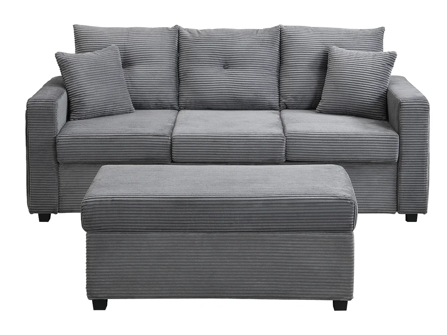 Sofá*ModernLuxe Combinação de sofá moderno 184x84.5x85.5cm - com apoio de pés removível e iluminação LED - com bolsos laterais - combinação livre - Cinza Cinzento