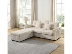 ModernLuxe Combinação de sofá moderno 184x84.5x85.5cm - com apoio de pés removível e iluminação LED - com bolsos laterais - combinação livre - ​​​^ Sofá