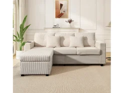 ModernLuxe Combinação de sofá moderno 184x84.5x85.5cm - com apoio de pés removível e iluminação LED - com bolsos laterais - combinação livre - ​​​^ Sofá