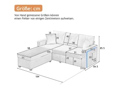ModernLuxe Combinação de sofá moderno 184x84.5x85.5cm - com apoio de pés removível e iluminação LED - com bolsos laterais - combinação livre - ​​​^ Sofá