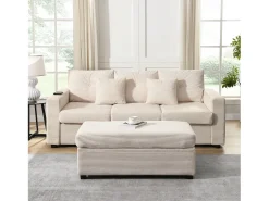ModernLuxe Combinação de sofá moderno 184x84.5x85.5cm - com apoio de pés removível e iluminação LED - com bolsos laterais - combinação livre - ​​​^ Sofá
