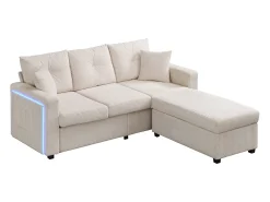 ModernLuxe Combinação de sofá moderno 184x84.5x85.5cm - com apoio de pés removível e iluminação LED - com bolsos laterais - combinação livre - ​​​^ Sofá