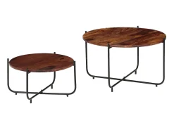 Mesa De Centro* Conj. mesas de centro 2 pcs madeira de sheesham maciça 60x35 cm PT762396 Castanho
