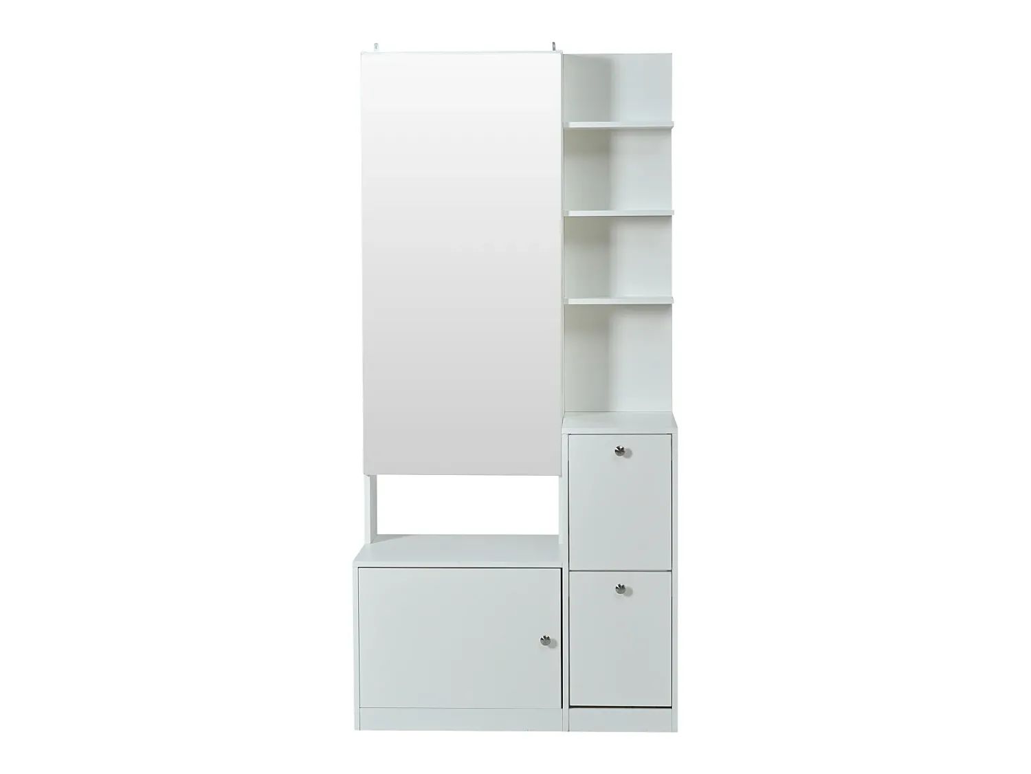 Móvel De Entrada|ModernLuxe Conjunto cabideiro de entrada 85x40x180 cm - con espelho e 2 organizadores de sapatos - 2 portas - prateleiras abertas - Branco