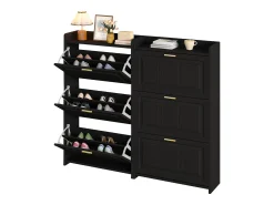 Móvel De Arrumação|Sapateira*Hauss Spole Conjunto de 2 armários para calçado 70 x 24 x 120 cm com 3 portas - Preto