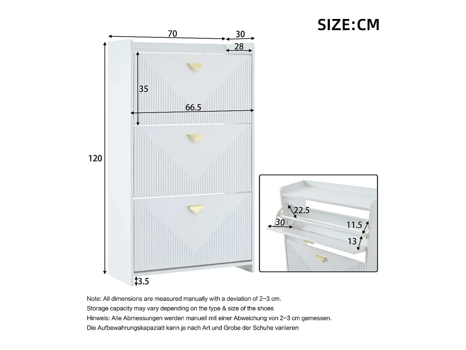 Móvel De Arrumação|Sapateira|Hauss Spole Conjunto de 2 armários para sapatos s com 3 portas basculantes e 6 compartimentos. Branco