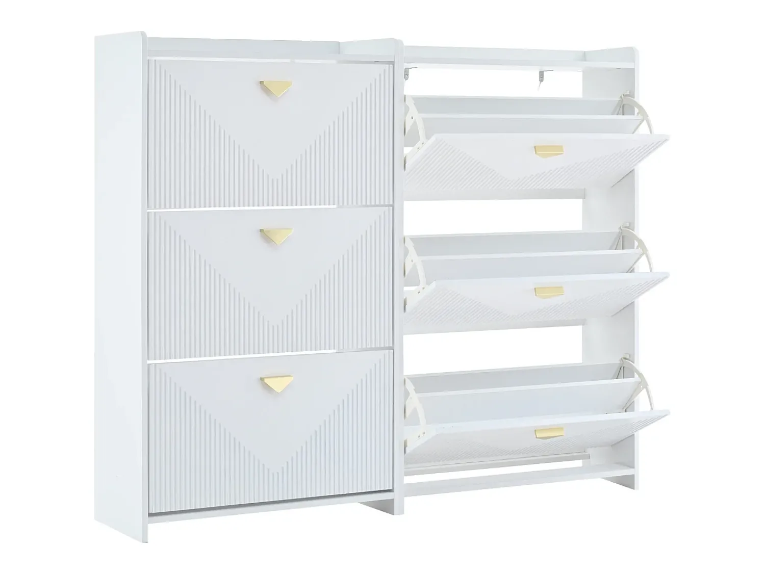 Móvel De Arrumação|Sapateira|Hauss Spole Conjunto de 2 armários para sapatos s com 3 portas basculantes e 6 compartimentos. Branco