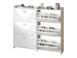 Móvel De Arrumação|Sapateira|Hauss Spole Conjunto de 2 armários para sapatos s com 3 portas basculantes e 6 compartimentos. Branco