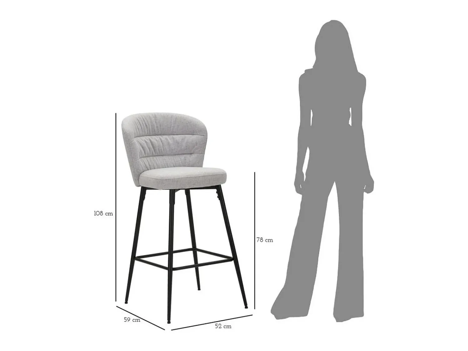 Banco| Conjunto de 2 Bancos Altos VKH432, , 52x59x108 cm, Kendra Home Cinzento