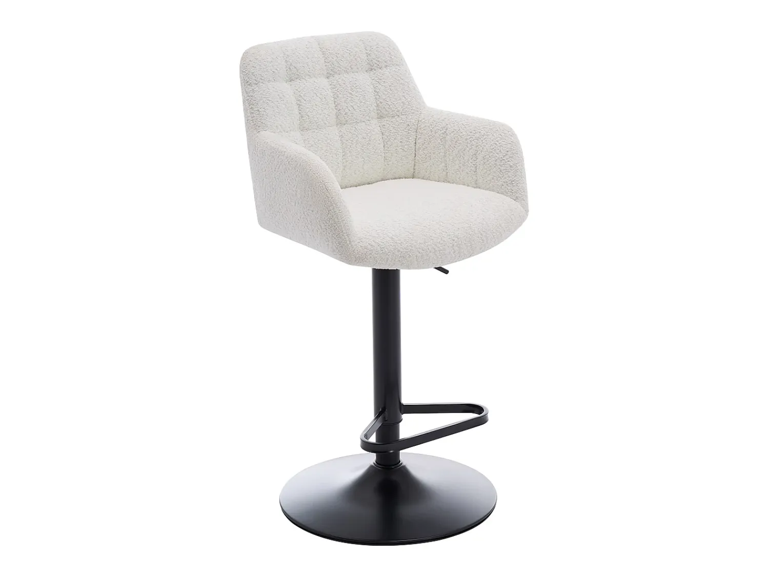 Online Vente-unique Conjunto de 2 bancos altos em tecido bouclé e metal, altura ajustável, - PEGA Branco