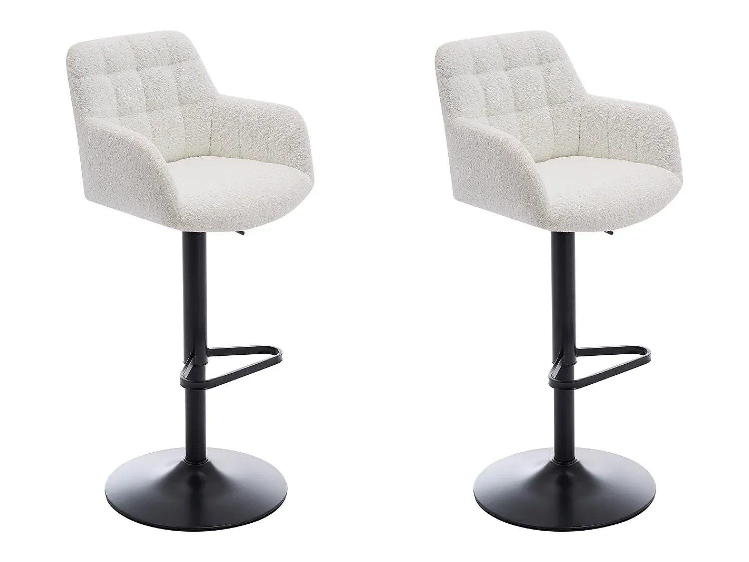 Online Vente-unique Conjunto de 2 bancos altos em tecido bouclé e metal, altura ajustável, - PEGA Branco