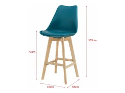 Helloshop26 Conjunto de 4 bancos altos de plástico sintético em faia 105x48x58 cm turquesa 03_0008823^ Banco