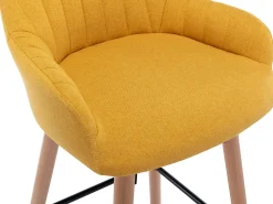 Vente-unique Conjunto de 2 bancos altos em tecido e pés em madeira de faia - Amarelo - ELEANA^ Banco