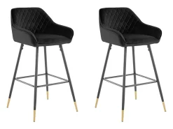 Discount Loft24 Conjunto de 2 bancos de bar em MDF branco Preto