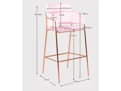Banco|Nest Dream Conjunto de 2 bancos de design estofados em veludo - Cruiser - Rosa