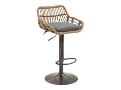 Hauss Spole Conjunto de 2 banquetas ajustáveis ​​- Estrutura em metal e encosto em rattan - Almofada em linho^ Banco