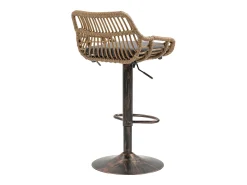 Hauss Spole Conjunto de 2 banquetas ajustáveis ​​- Estrutura em metal e encosto em rattan - Almofada em linho^ Banco