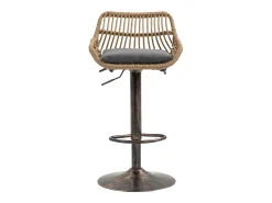 Hauss Spole Conjunto de 2 banquetas ajustáveis ​​- Estrutura em metal e encosto em rattan - Almofada em linho^ Banco