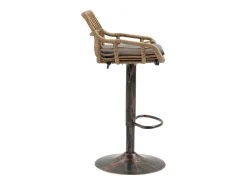 Hauss Spole Conjunto de 2 banquetas ajustáveis ​​- Estrutura em metal e encosto em rattan - Almofada em linho^ Banco