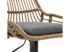 Hauss Spole Conjunto de 2 banquetas ajustáveis ​​- Estrutura em metal e encosto em rattan - Almofada em linho^ Banco